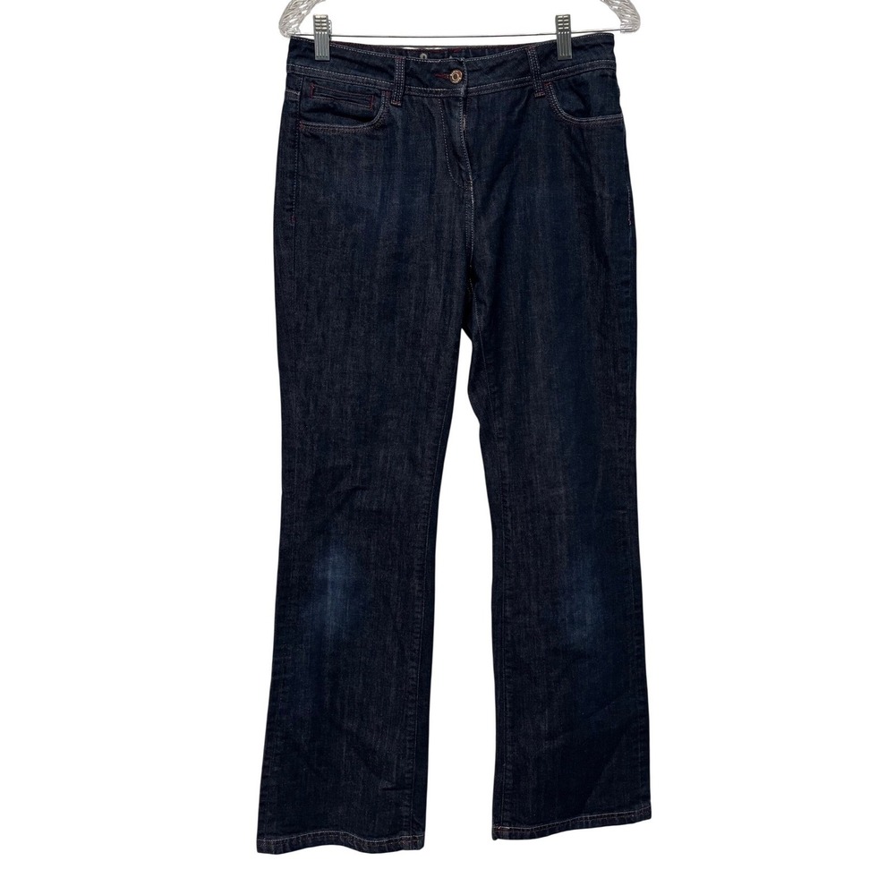 Boden Womens Straight Leg Jeans Dark Wash Indigo Red Stitching Size 12L Long